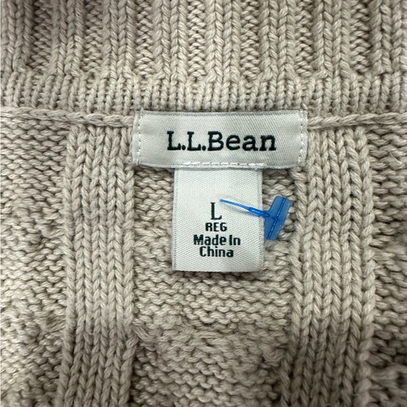 L.L. BEAN Khaki Cable Button Down Cardigan with Pockets, EUC! - Picture 4 of 6